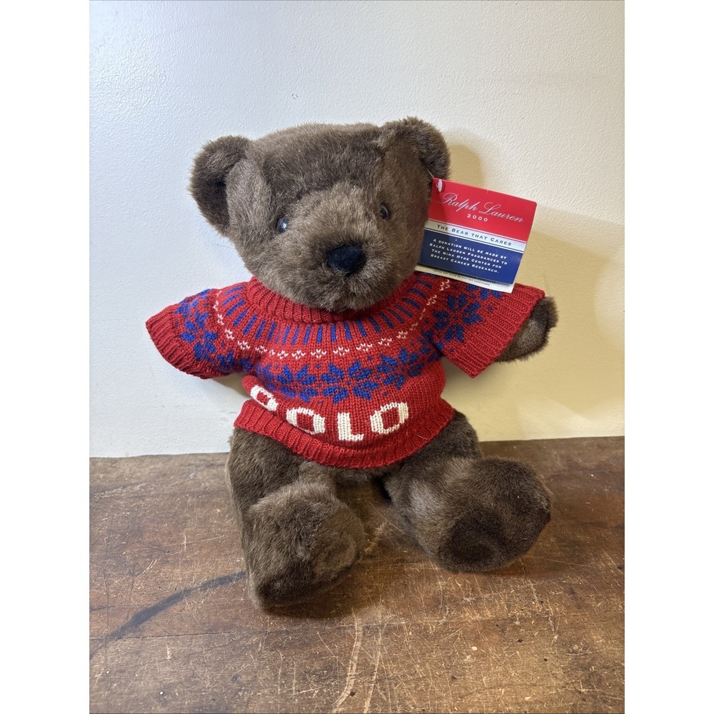2000 Polo Ralph Lauren Teddy Bear Plush Collectible Sweater Tags Vintage Y2K